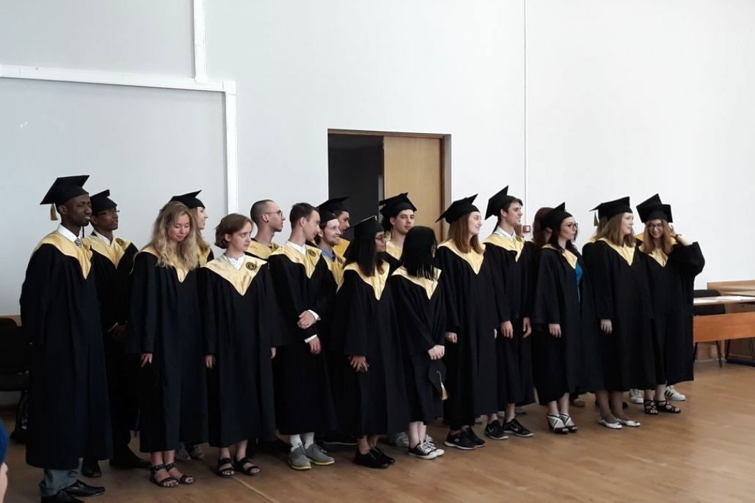 Illustration for news: Our fresh army of masters is ready to take off in science! The diplomas are received and cheerfully celebrated. Dear our yesterday's students, all the best and good luck in your future work!